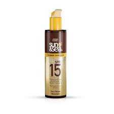eva sun & sea shimmer tanning oil 15 spf